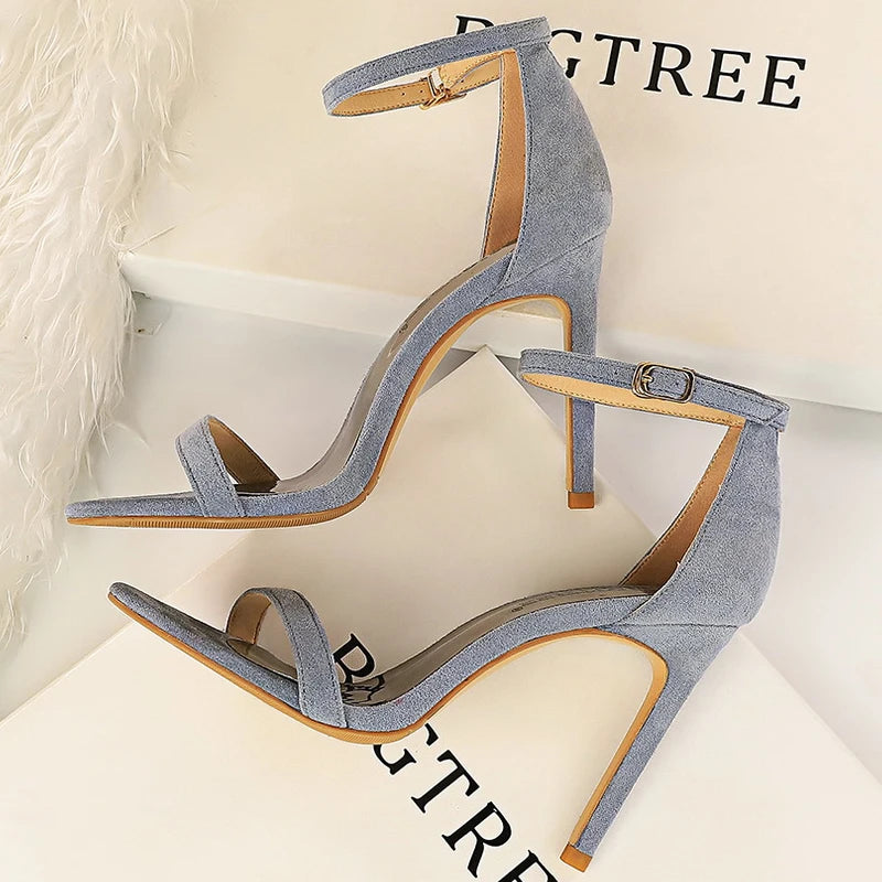 Brown Sandals - Suede Hollow High Heels