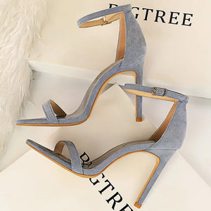 Brown Sandals - Suede Hollow High Heels