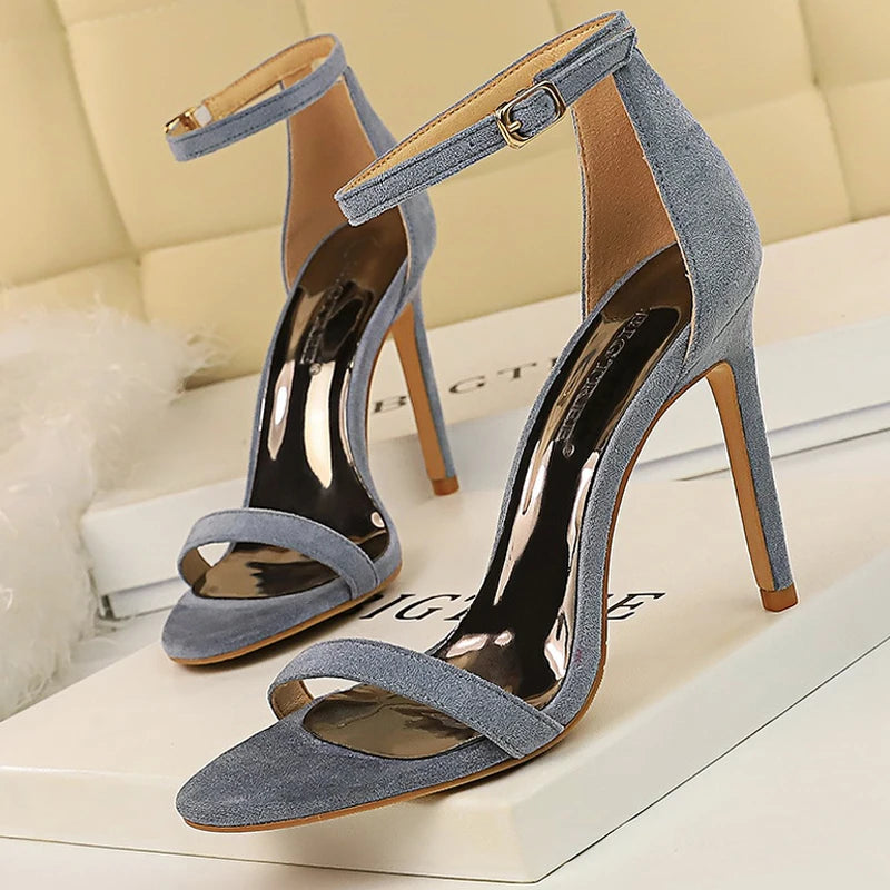 Brown Sandals - Suede Hollow High Heels