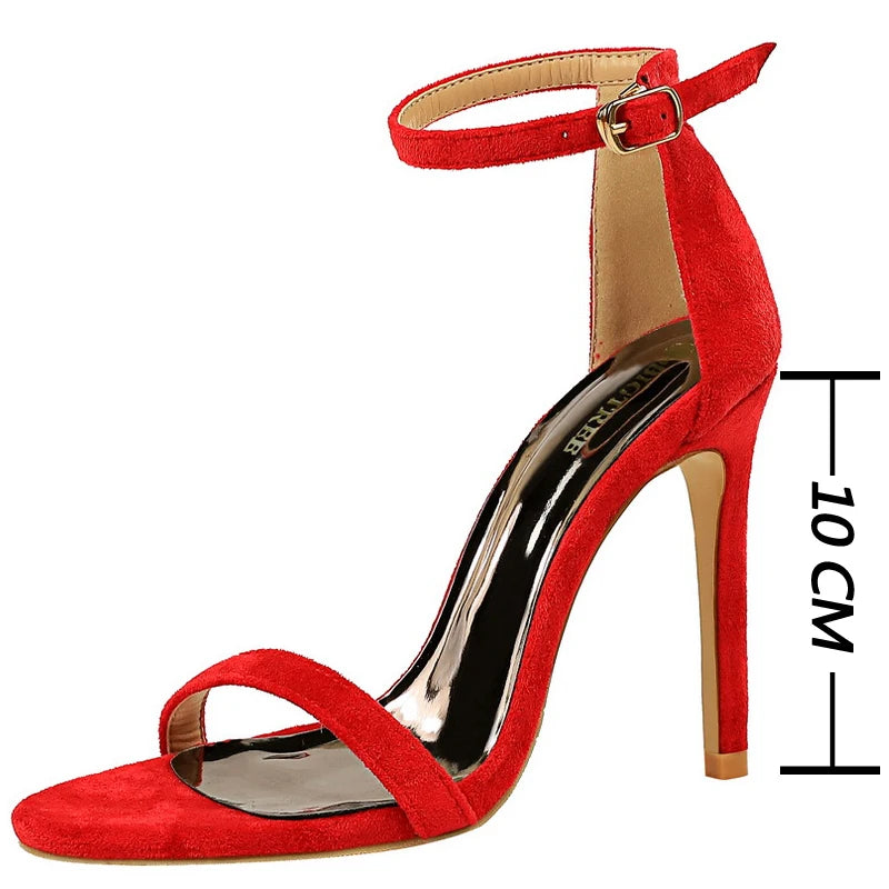 Brown Sandals - Suede Hollow High Heels