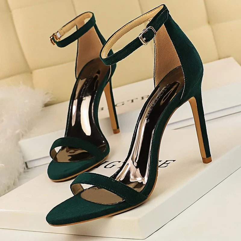 Brown Sandals - Suede Hollow High Heels