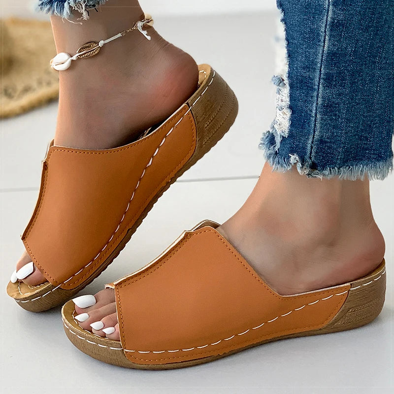 Brown Sandals - Soft Heels Low Platform