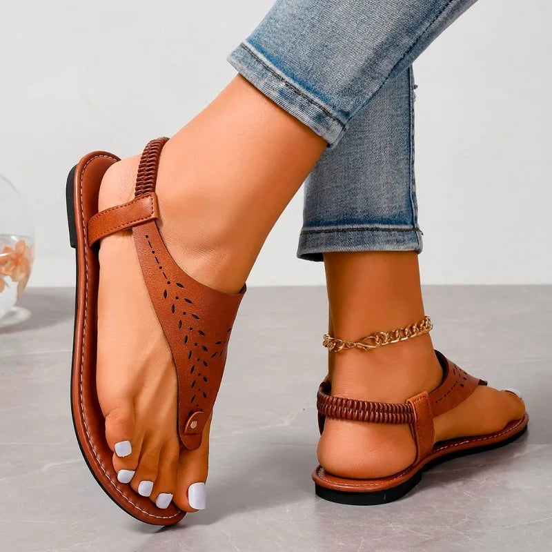 Brown Sandals - Open Toe Casual Soft Bottom