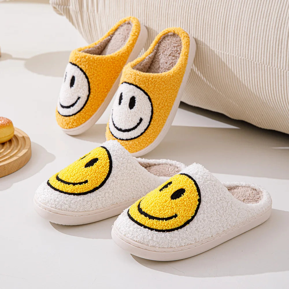 Smile Face Plush Slippers Comfortable Shoes