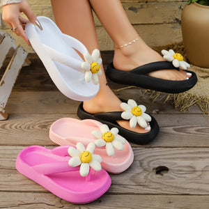 Multi-Color Summer Flip-Flops Smiling Sunflower