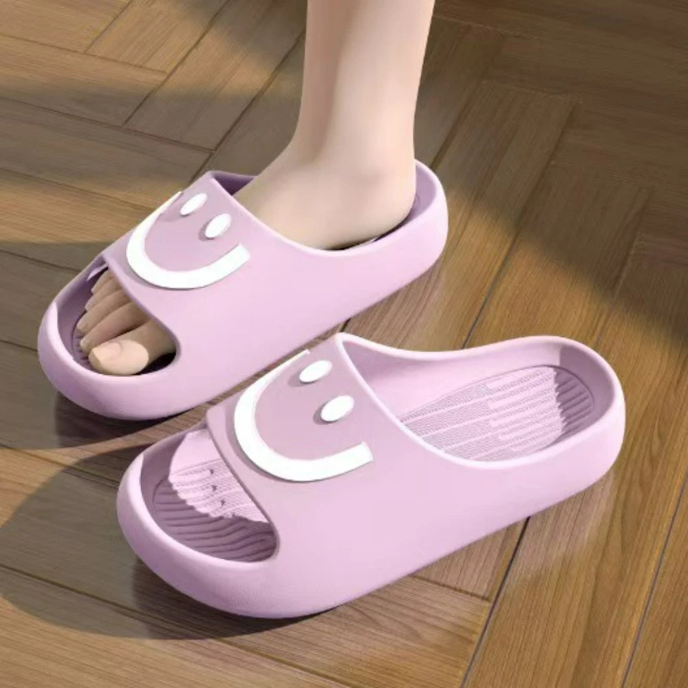 Happy Face Slippers - Smile Home Slides for Women