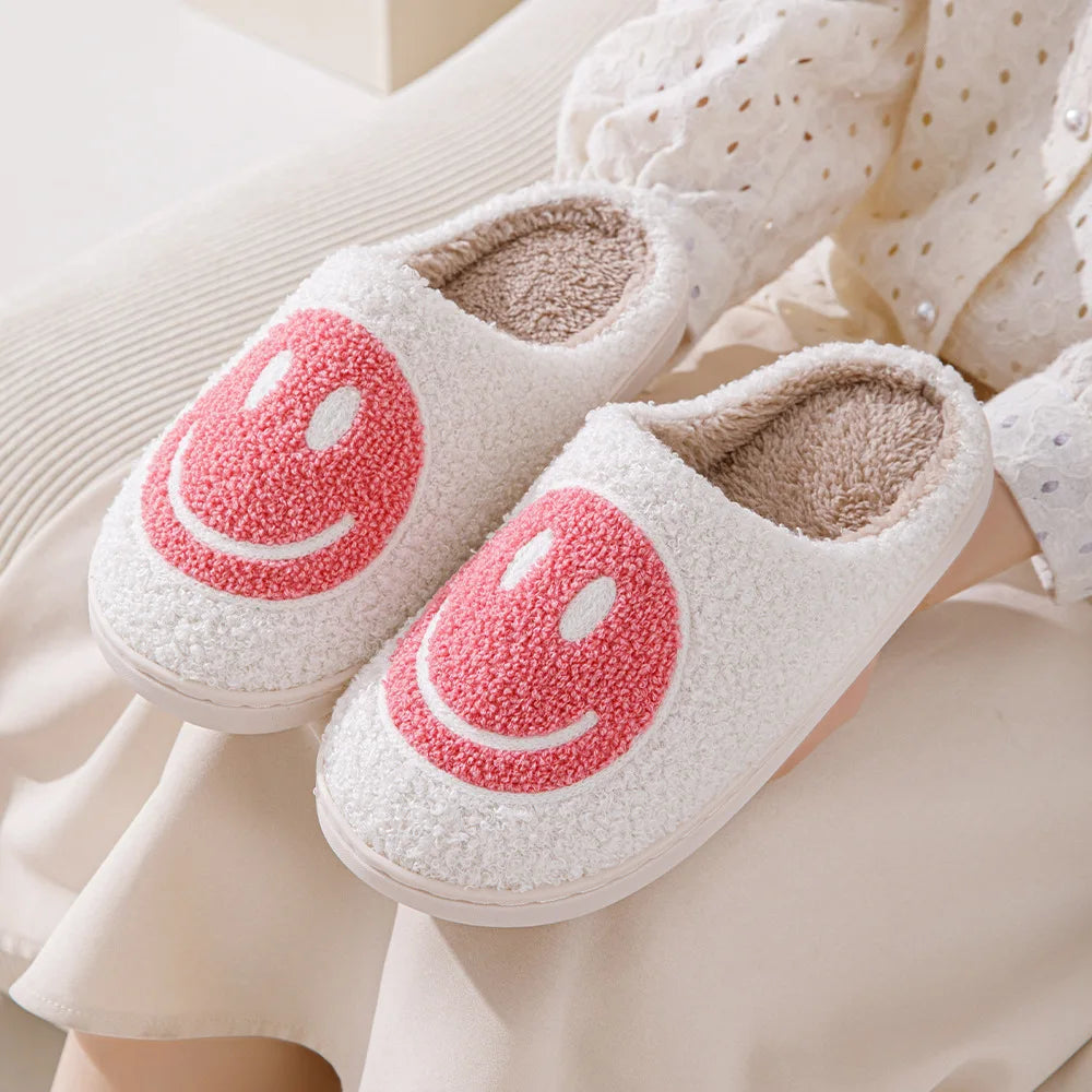Smile Face Plush Slippers Comfortable Shoes