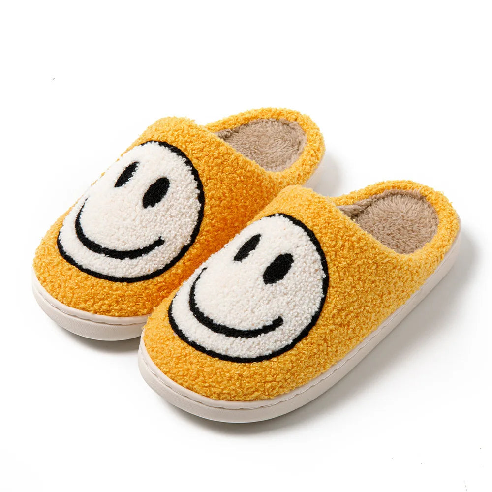 Smile Face Plush Slippers Comfortable Shoes