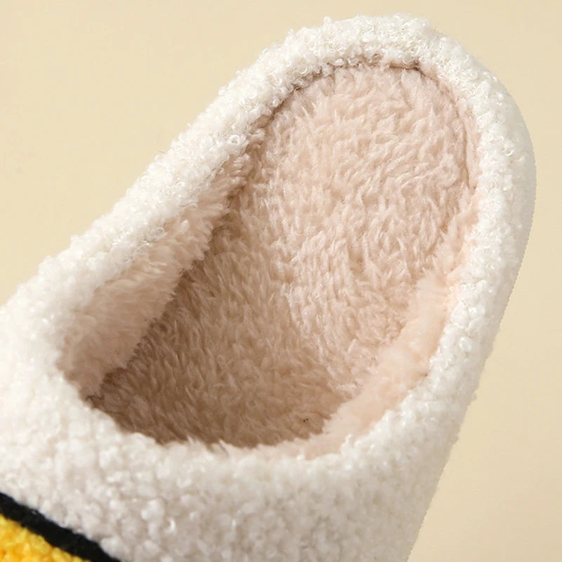 Smiley Face Slippers - Cotton Slides Anti Slip Home Shoes