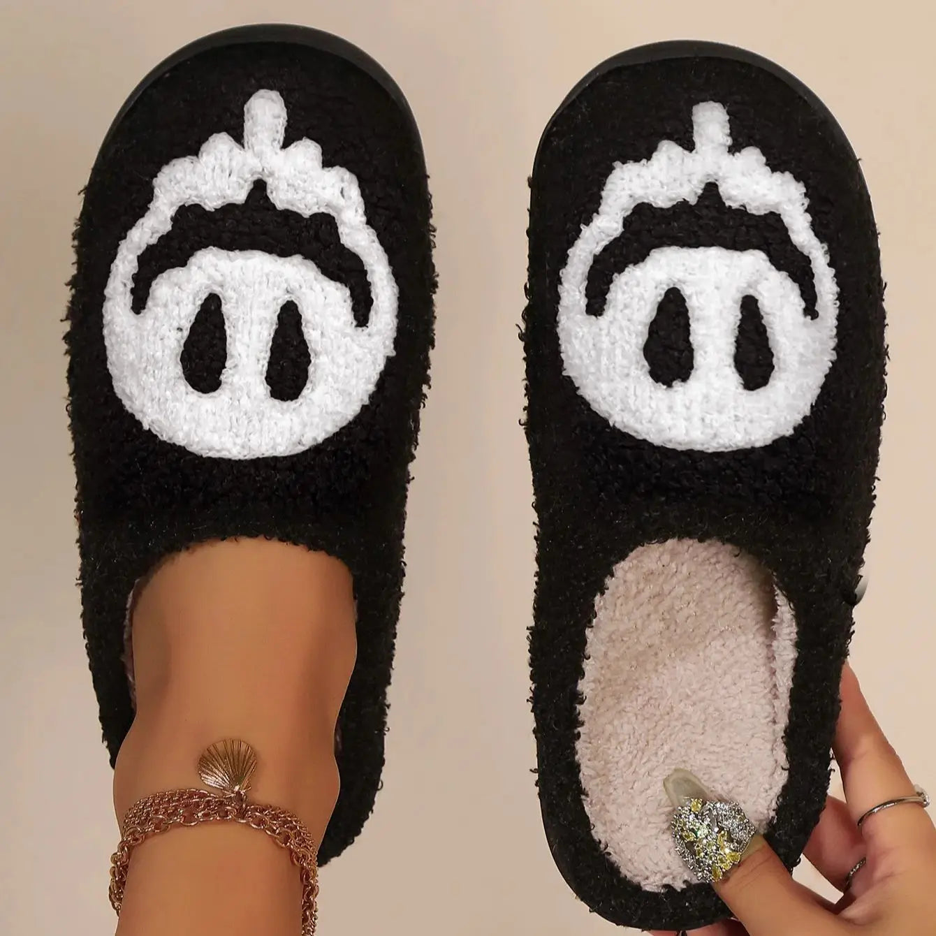 Smiley Slippers - Home Halloween Smiling Face Slides