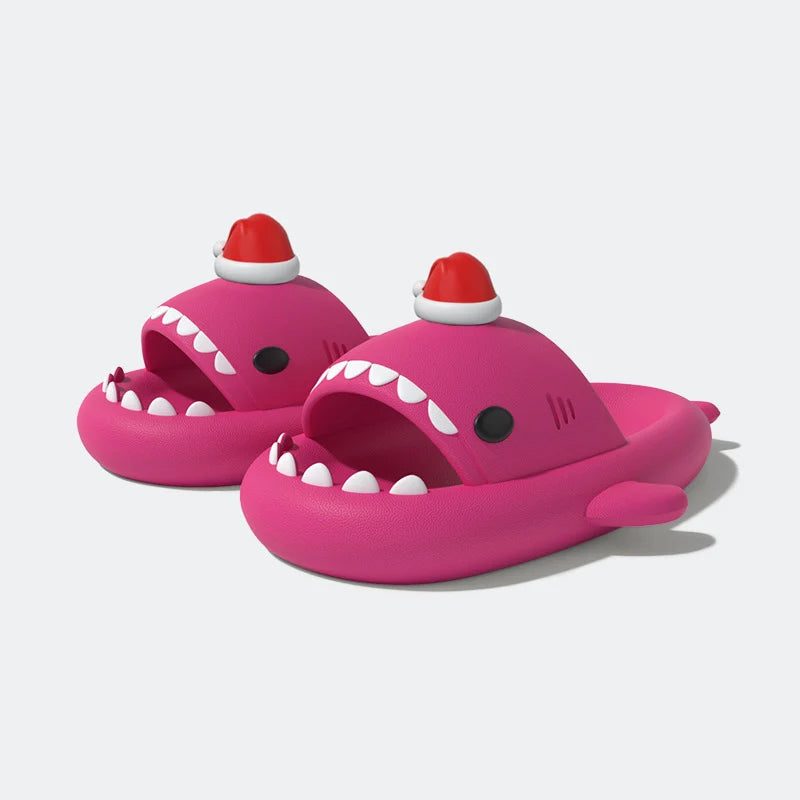 Christmas Shark Slippers Beach Street Slides