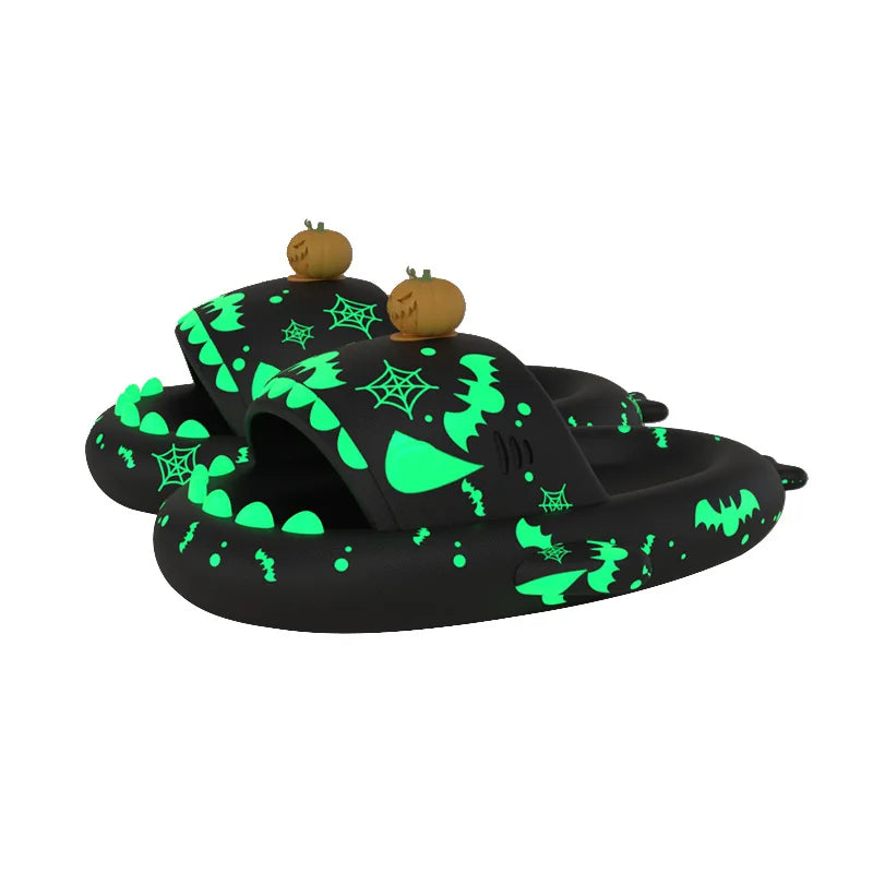 Shark Slippers - Halloween Pumpkin Night Light Slides