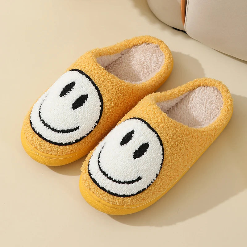 Smiley Face Slippers - Cotton Slides Anti Slip Home Shoes
