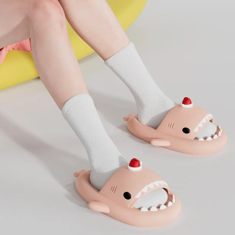 Christmas Shark Slippers Beach Street Slides