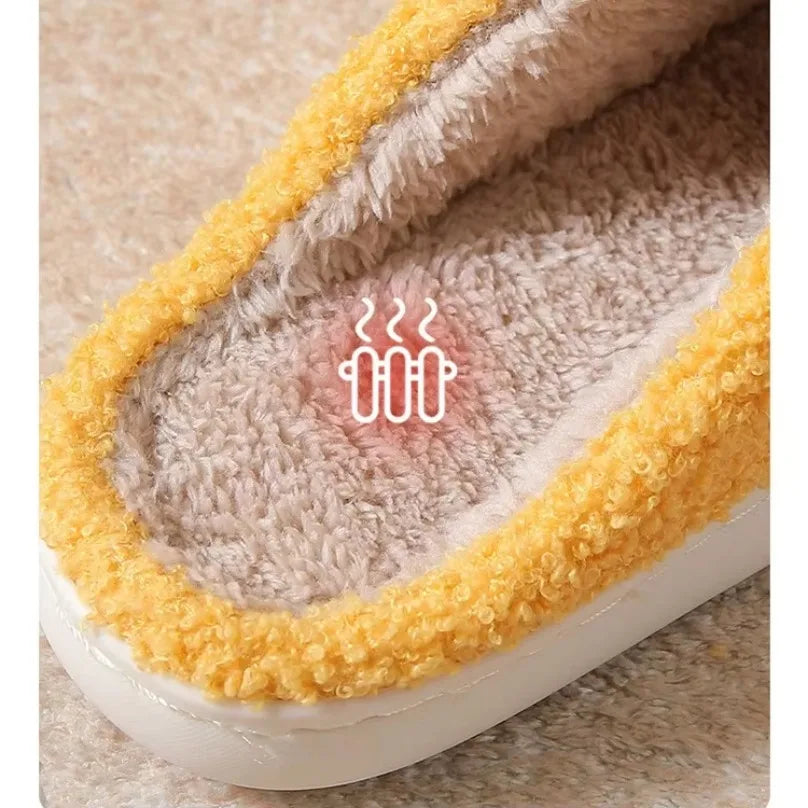 Happy Face Slippers - Fuzzy Smiling Cute Home Shoes