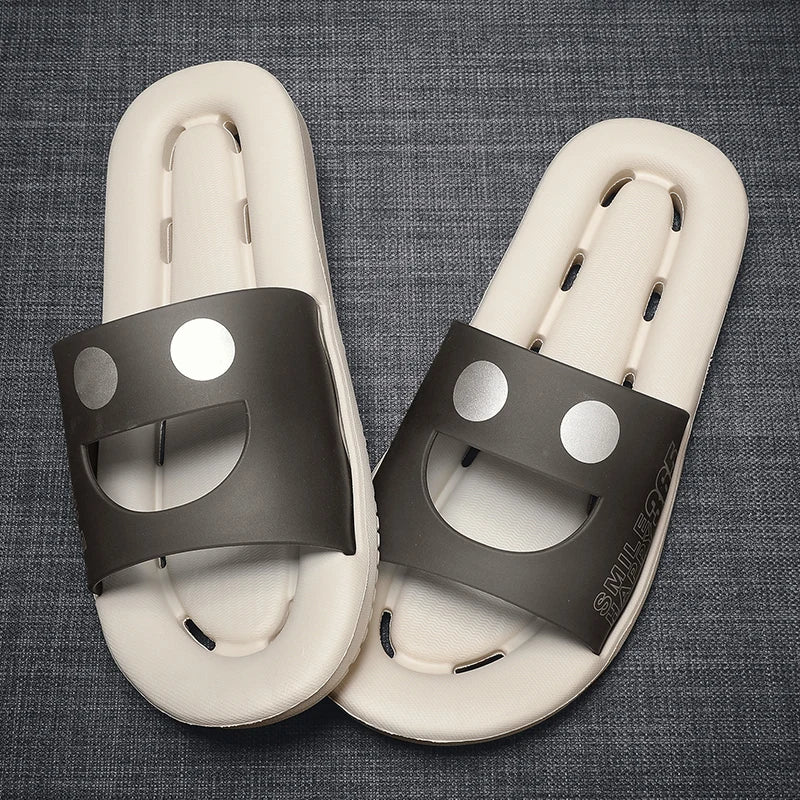 Smiling Face Slippers - Non-Slip Thick Sole Slides