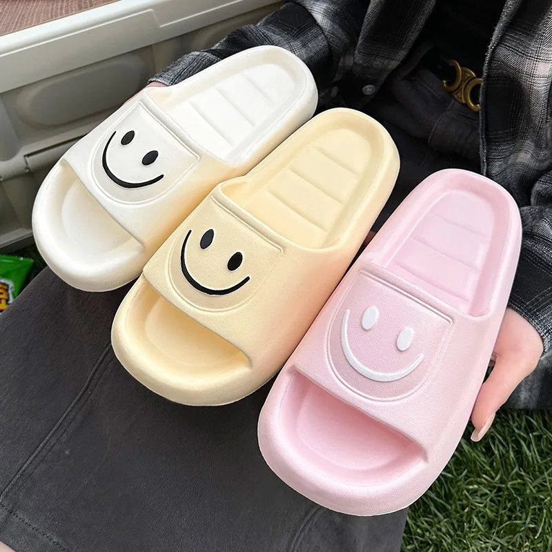 Smile Slippers - Smiling Face Slides Solid Color