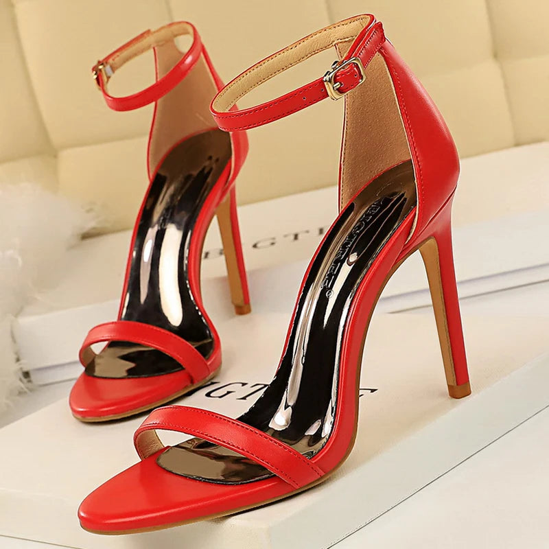 Brown Sandals - Suede Hollow High Heels