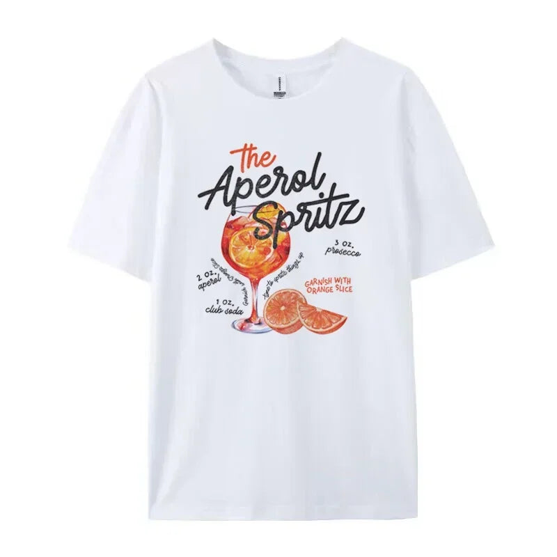 Aperol Spritz Retro Cocktail Graphic Tees Women Cute Alcohol Drink T Shirt