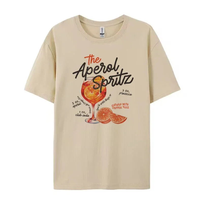 Aperol Spritz Retro Cocktail Graphic Tees Women Cute Alcohol Drink T Shirt