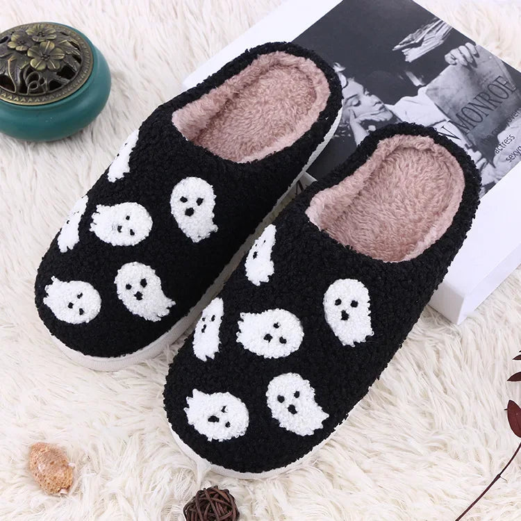 Halloween bad smile skull slippers