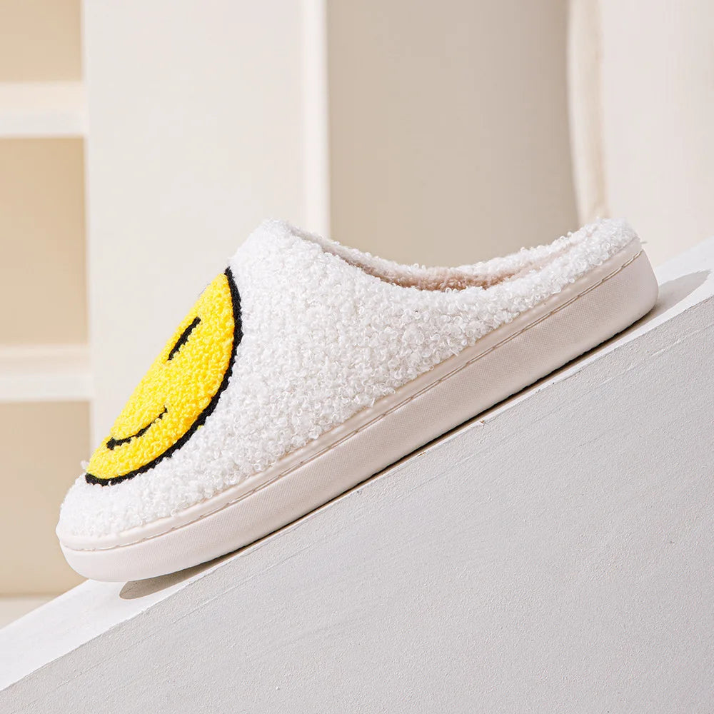Smile Face Plush Slippers Comfortable Shoes