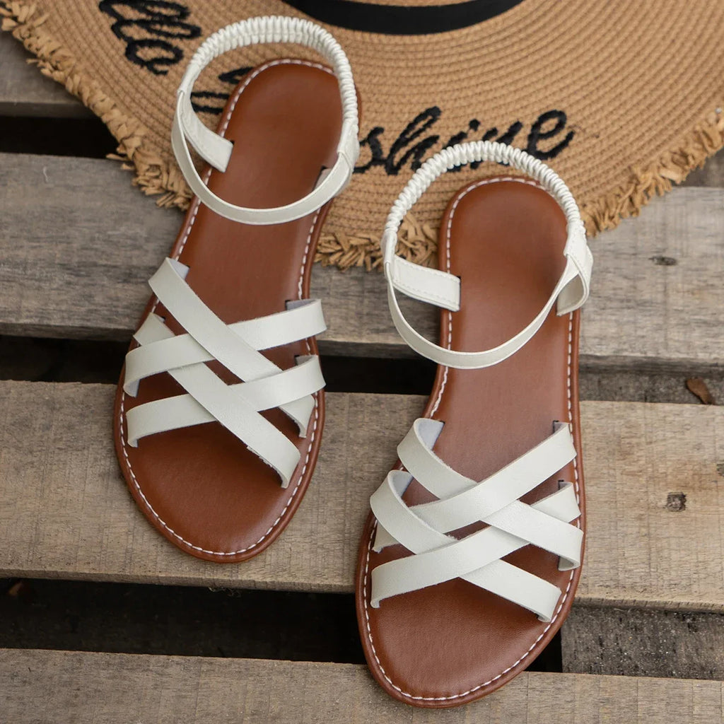 Brown Sandals - Lightweight Flat Easy-Fit