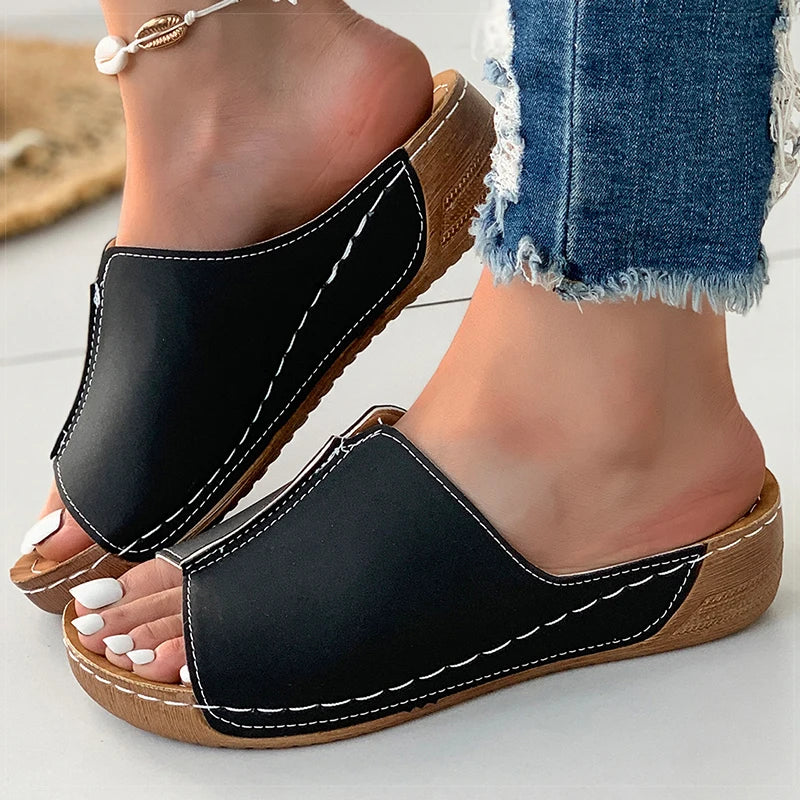 Brown Sandals - Soft Heels Low Platform