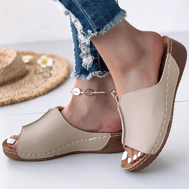 Brown Sandals - Soft Heels Low Platform
