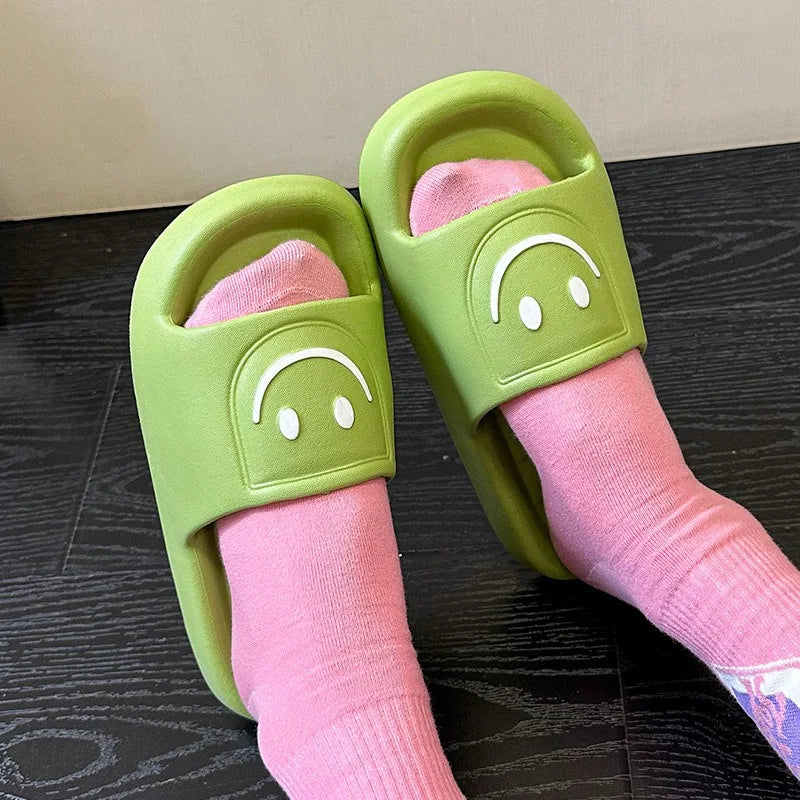 Smile Slippers - Smiling Face Slides Solid Color