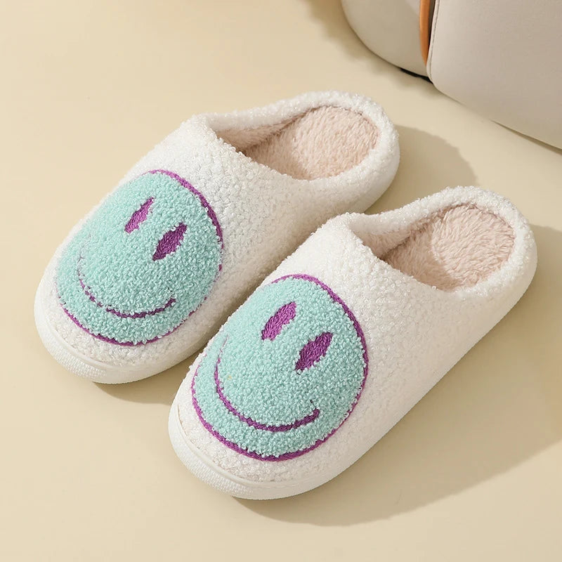 Smiley Face Slippers - Cotton Slides Anti Slip Home Shoes
