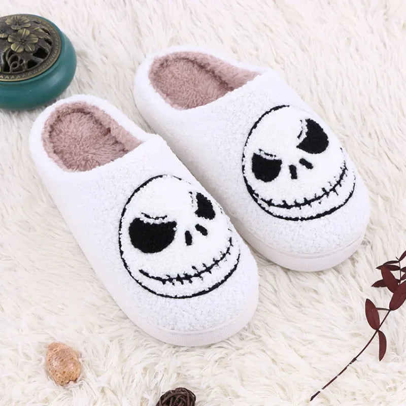 Halloween bad smile skull slippers