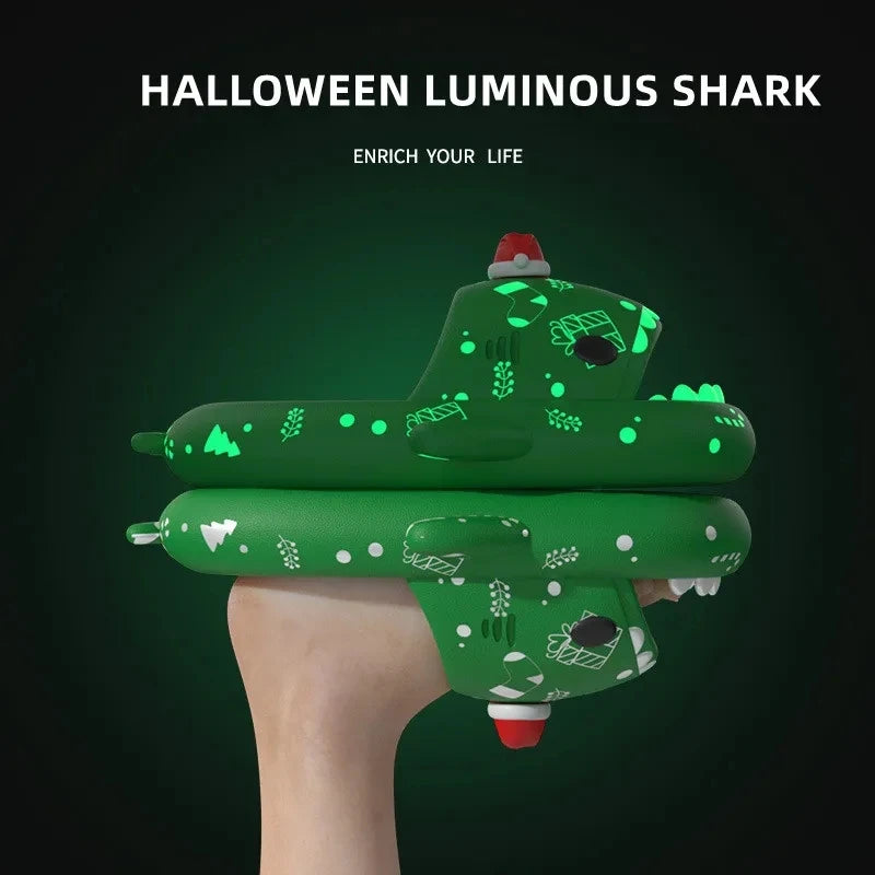 Shark Slippers - Halloween Pumpkin Night Light Slides