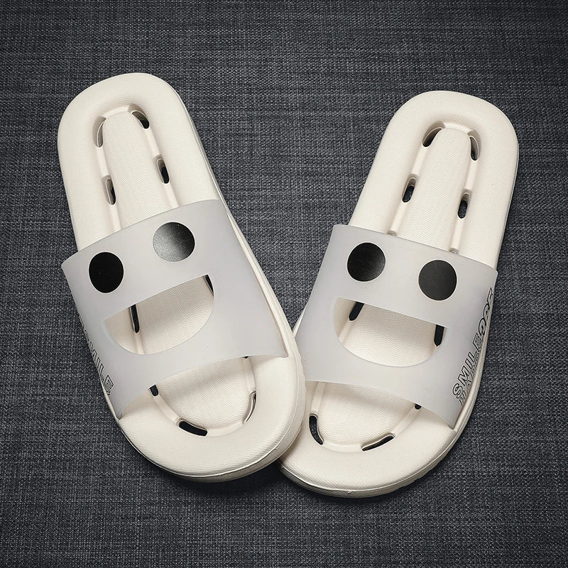 Smiling Face Slippers - Non-Slip Thick Sole Slides
