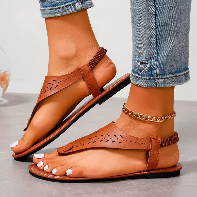 Brown Sandals - Open Toe Casual Soft Bottom