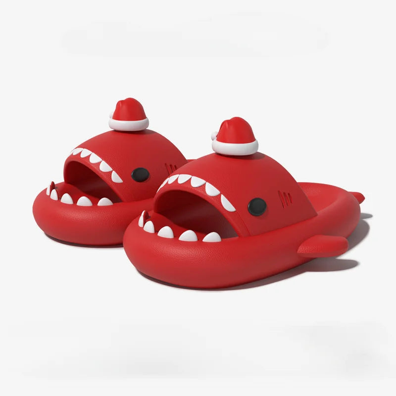 Christmas Shark Slippers Beach Street Slides