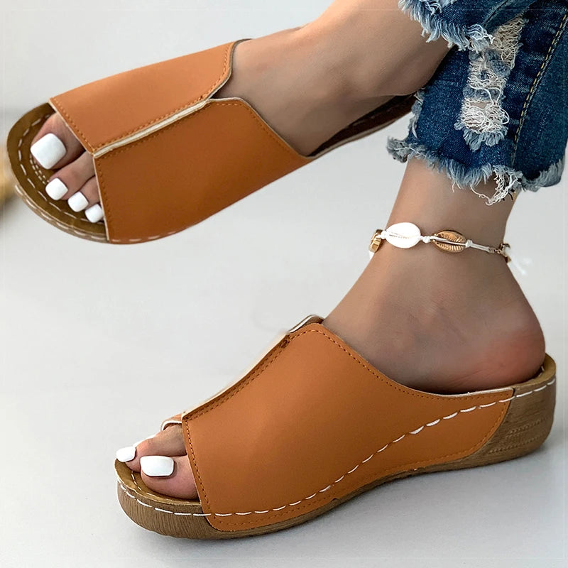 Brown Sandals - Soft Heels Low Platform