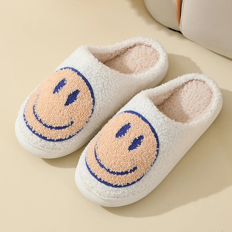 Smiley Face Slippers - Cotton Slides Anti Slip Home Shoes