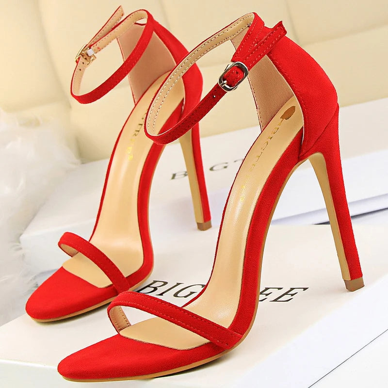 Brown Sandals - Suede Hollow High Heels