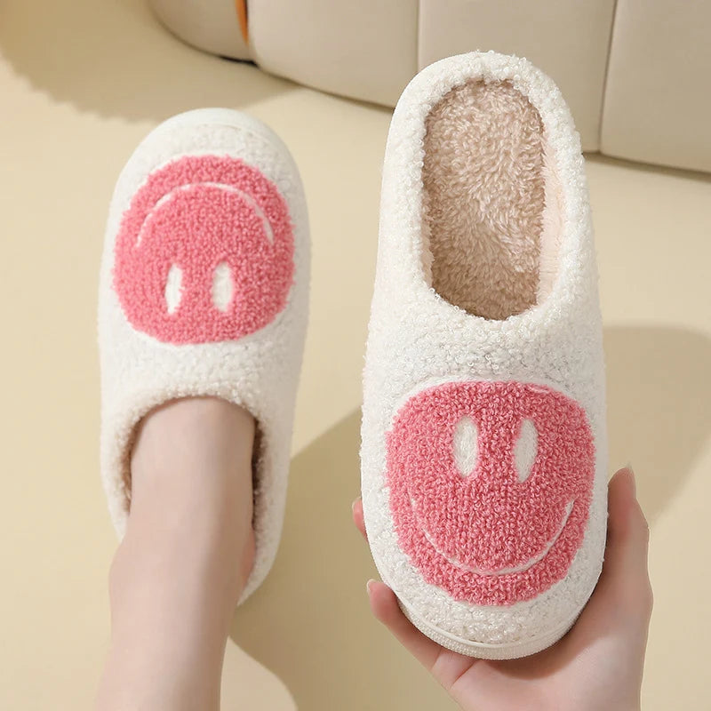 Smiley Face Slippers - Cotton Slides Anti Slip Home Shoes