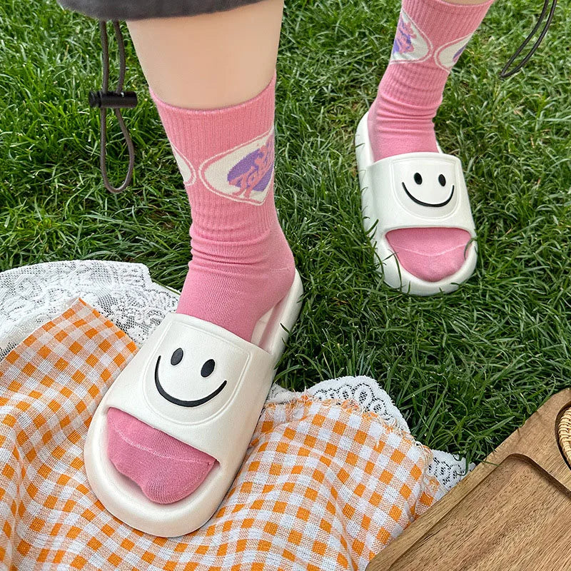 Smile Slippers - Smiling Face Slides Solid Color