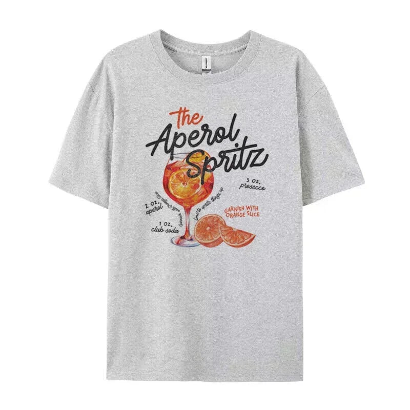 Aperol Spritz Retro Cocktail Graphic Tees Women Cute Alcohol Drink T Shirt