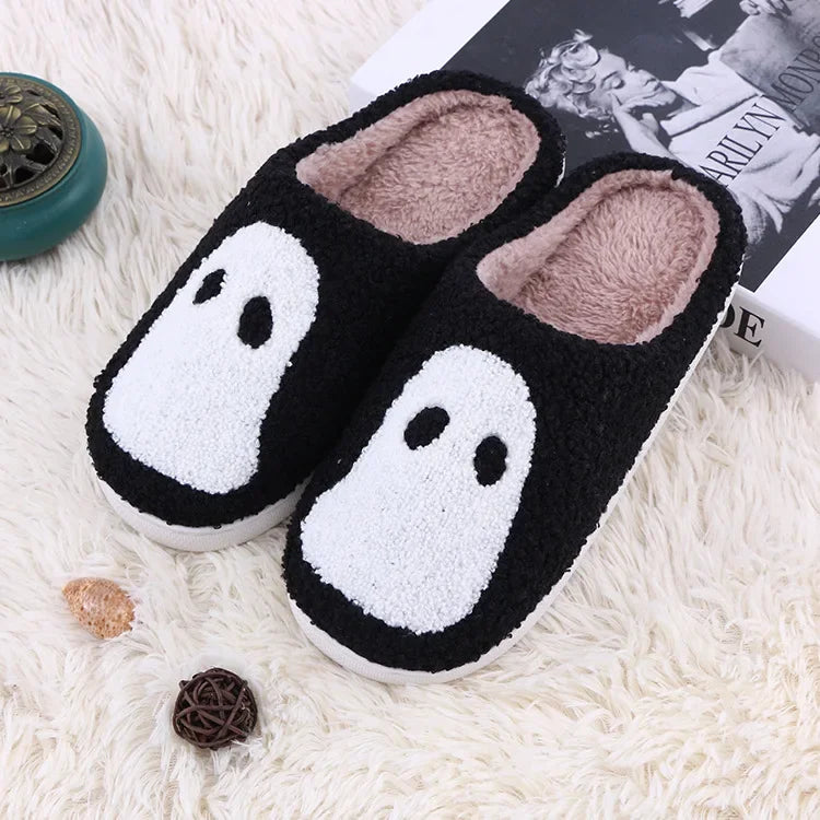 Halloween bad smile skull slippers