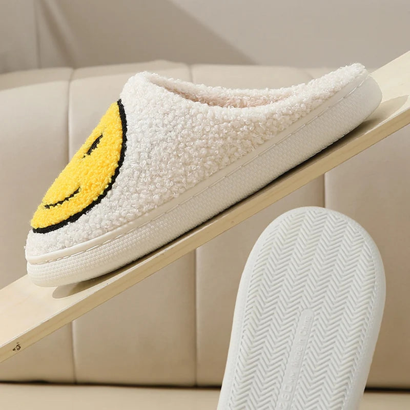 Smiley Face Slippers - Cotton Slides Anti Slip Home Shoes