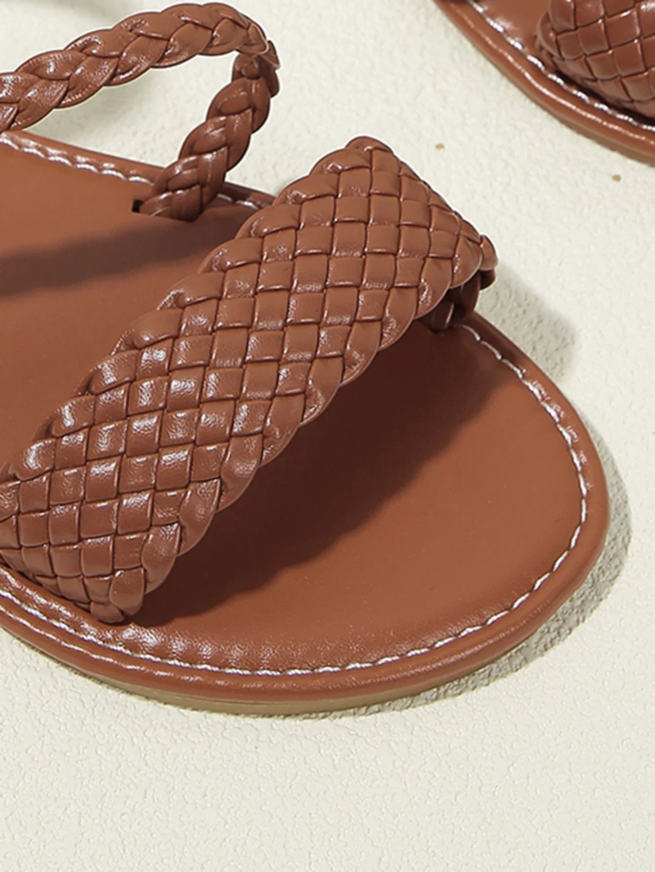 Brown Sandals - Flat Braided Design Comfortable Shoes