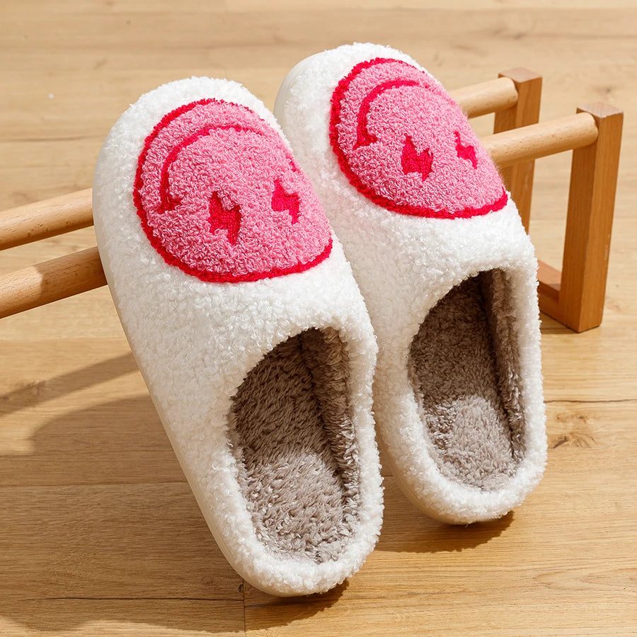 Smile Face Slippers - House Funny Fluffy Slides