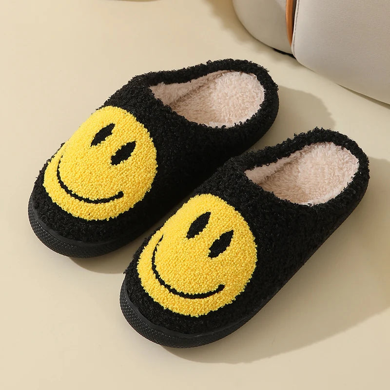 Smiley Face Slippers - Cotton Slides Anti Slip Home Shoes