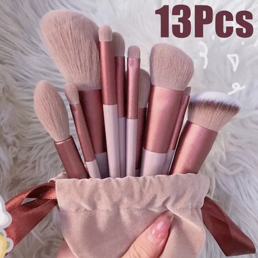 13 PCS Makeup Brushes Set Eye Shadow Foundation Blush Beauty Soft Cosmetic Bag