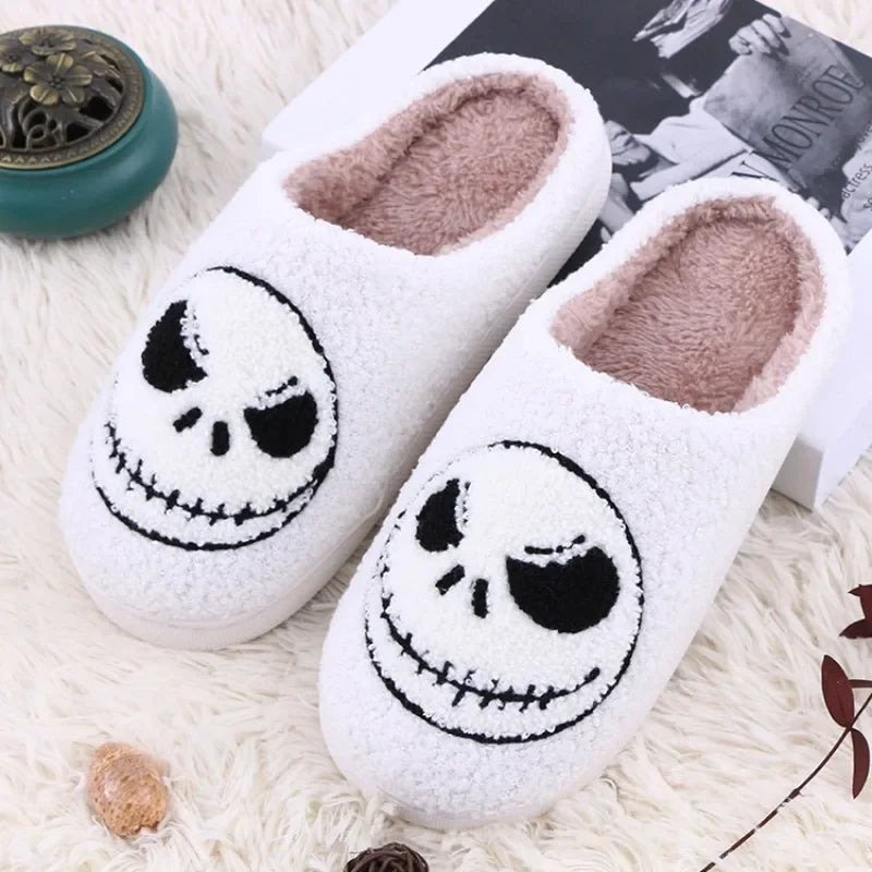 Halloween bad smile skull slippers
