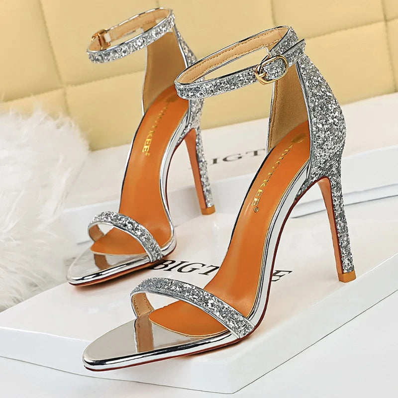 Brown Sandals - Suede Hollow High Heels